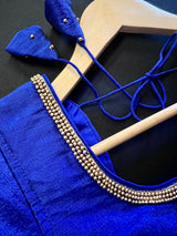 Royal Blue Raw Silk Ready to Wear Blouse | Handwork Blouses | Padded Blouse | Size - 36 | Readymade Saree Blouses | Kaash Blouses - Kaash