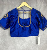 Royal Blue Raw Silk Ready to Wear Blouse | Handwork Blouses | Padded Blouse | Size - 36 | Readymade Saree Blouses | Kaash Blouses - Kaash