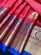 Ruby Red Soft Cotton Silk Saree with Buttas | Zari Weaving buttas | Soft Cotton Silk with Banarasi Borders | Gift for Her | Kaash - Kaash