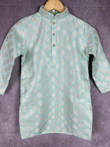 Sea Green Boys with Floral Butta Weave 2-piece kurta pajama set for boys with floral butta weaving design — Kaash Collection