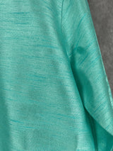 Sea Green Color Raw Silk Indian Men Short Kurta - Kaash