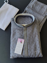 Dark Grey men's kurta pajama in premium georgette with sequin & chikankari embroidery — Kaash Collection