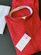 Sequin Chikhenkari Kurta Pajama Set in Maroon Red | Designer Wedding Mens Ethnic Wear | Wedding, Party Wear Kurta | Sequin Chikhenkari Kurta - Kaash