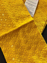 Sequin Chikhenkari Kurta Pajama Set in Mustard Yellow | Designer Wedding Mens Wear | Haldi , Party Wear Kurta | Sequin Chikhenkari Kurta - Kaash