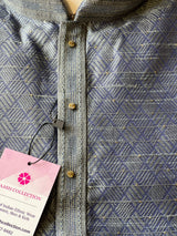 Slate Grey Men Kurta Pajama Set with tiny Sequin Work | Self Embroidered Material | Designer Indian Mens Wear | Kurta for Mens - Kaash