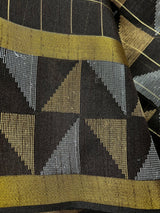 Statement Black Saree with Checks - Kaash