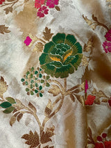 Statement Gold Color Pure Satin Silk Saree with Handwoven Floral Meenakari Floral Jaal Weave | Silk Mark Certified | Kaash Collection Saree - Kaash