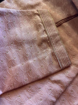 Tea Pink Silk Men Kurta Pajama with Weave Design Embroidered Pattern with Lining | Mens Ethnic Wear | Wedding Wear Kurta | Kaash Collection - Kaash