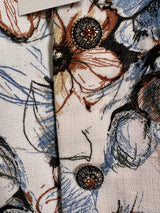 White men's Nehru/Modi jacket in jute soft silk with floral digital prints — Kaash Collection