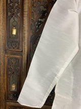 White Color Raw Silk Indian Men Short Kurta | Short Kurtas for Men - Kaash