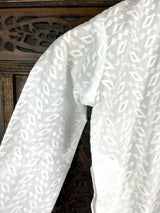 White Cotton Lucknowi Chikankari Kurta Pajama for Boys - Kaash