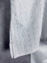 White Kurta Pajama for Boys in Georgette Material with Lucknowi Chikankari Work - Kaash