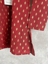 Wine Boys Cotton Silk Dhoti 2-piece kurta pajama set for boys with small gold buttis with gold dhoti — Kaash Collection