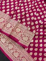 Wine Color Pure Khaadi Georgette Silk Saree with small Gold buttis and Grand Pallu | Pure Georgette Sari | SILK MARK CERTIFIED | Kaash Collection - Kaash