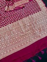 Wine Color Pure Khaadi Georgette Silk Saree with small Gold buttis and Grand Pallu | Pure Georgette Sari | SILK MARK CERTIFIED | Kaash Collection - Kaash
