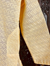 Yellow Color Cotton Kurta Pajama Set for Boys with Lucknowi Chikankari Work - Kaash