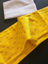 Yellow men's kurta pajama in pure cotton with small self-design buttis on cotton — Kaash Collection