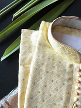 Yellow Kurta Soft Silk material with small Zari Buttis | Light Weight Kurta with Lining | Wedding and Party Wear Kurta | Kaash Kurta Store - Kaash