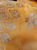 Yellow Silk Designer with Tint of Orange dupatta in silk with designer with zari weaving — Kaash Collection