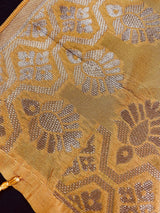 Yellow Silk Designer with Tint of Orange dupatta in silk with designer with zari weaving — Kaash Collection
