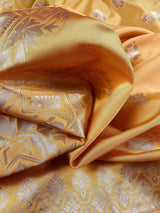 Yellow Silk Weaved Dupatta | Indian Dupatta | Stole | Scarf | Floral Dupatta | Gift For Her | Kaash Collection - Kaash