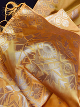 Yellow Silk Weaved Dupatta | Indian Dupatta | Stole | Scarf | Floral Dupatta | Gift For Her | Kaash Collection - Kaash