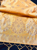 Yellow Silk Weaved Dupatta | Indian Dupatta | Stole | Scarf | Floral Dupatta | Gift For Her | Kaash Collection - Kaash