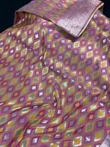 Rangkat Banarasi Silk Saree in Muave Pink Color with Meenakari Work and Muted Gold Zari | Multi Color Saree | Kaash Collection