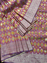 Rangkat Banarasi Silk Saree in Muave Pink Color with Meenakari Work and Muted Gold Zari | Multi Color Saree | Kaash Collection