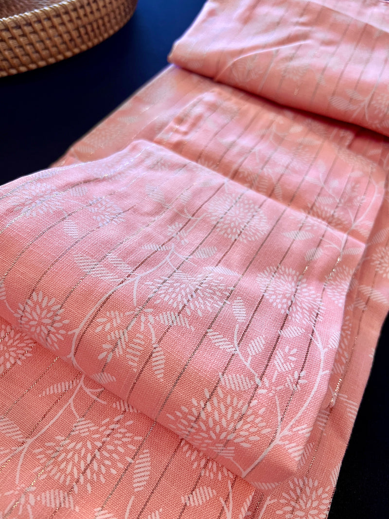 Baby Pink Color Cotton Silk Kurta with Digital Prints and Zari Stripes | Mens Kurta Pajama Set | Pink Color Kurta for Men