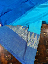 Beautiful Ocean Colors Blue, Dark Blue, Royal Blue and Light Blue Combination Saree | Pure Khaadi Handloom Saree - Kaash