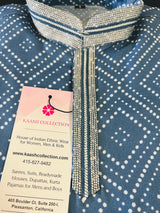 Dophin Grey Boys Soft Kurta Pajama in Bandhani Digital Prints Design with White Cotton Churidar Pajama | Kids Wear | Boys Ethnic Wear - Kaash