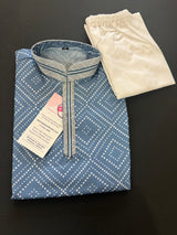 Dophin Grey Boys Soft Kurta Pajama in Bandhani Digital Prints  Design with White Cotton Churidar Pajama | Kids Wear | Boys Ethnic Wear