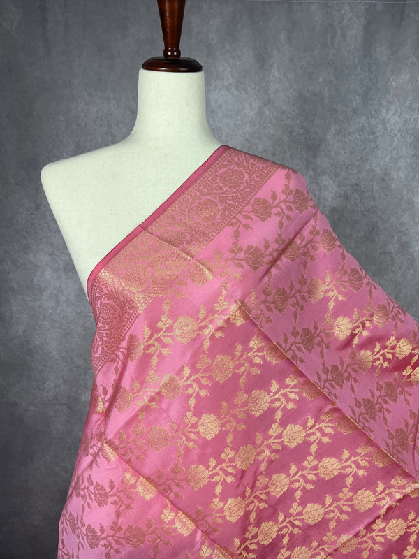 Baby Pink Floral Jaal Soft Silk Dupatta | Light Weight | Indian Dupatta | Stole | Scarf | Gift For Her | Dupattas for Gift | Indian Gifts