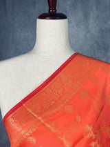 Peach Floral Banarasi Silk Designer Dupatta with Weaving | Light Weight Dupatta | Stole | Benarasi Dupatta | Gift For Her