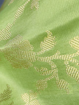 Light Lime Color Floral Jaal Muted Gold Zari Weaved Dupatta | Floral Silk Dupatta | Zari Work | Dupatta | Stole | Scarf | Dupattas for Gift