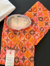 Digital Printed Kurta in Patola Pattern | Raw Silk Kurta with White Churidar Bottom | Men Ethnic Wear | Navratri Special Kurtas