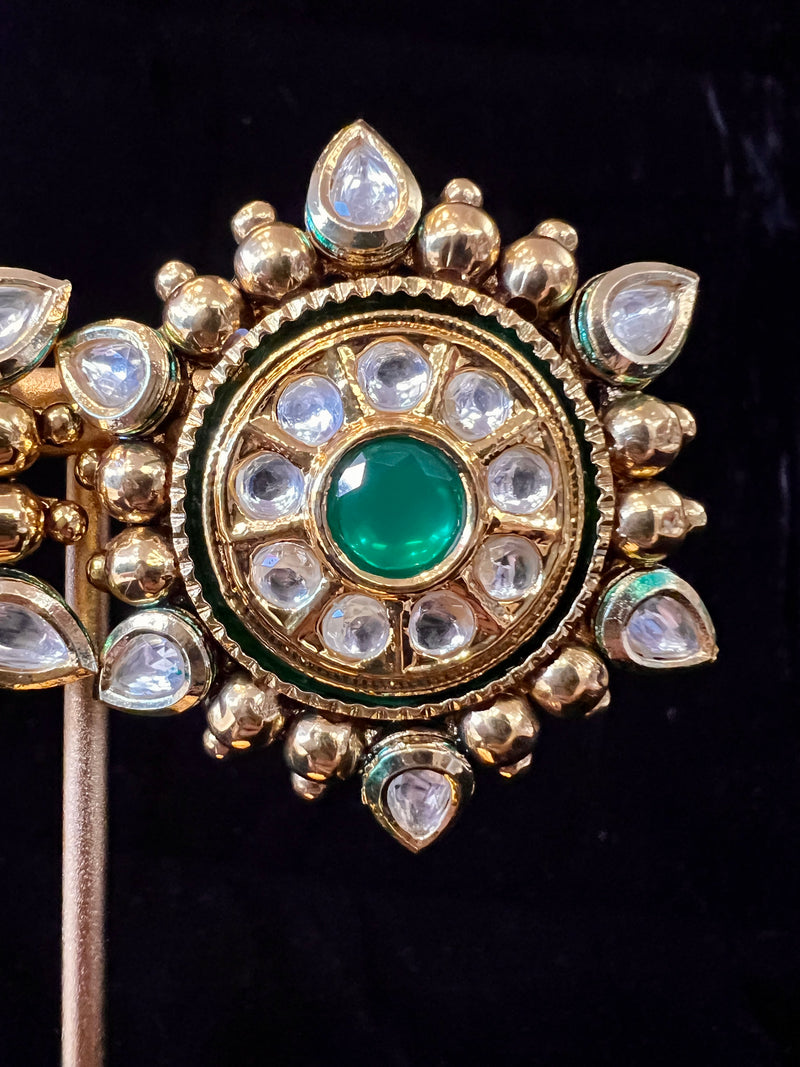 Antique Gold Finish High Quality Studs  in Polki with Emerald Stone l | Stud Earring for Women | | Indian Jewelry | Gift For Her