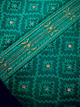 Men's Emerald Green Self-Patt Wedding Silk Blend Kurta - Wedding & Festive Outfit