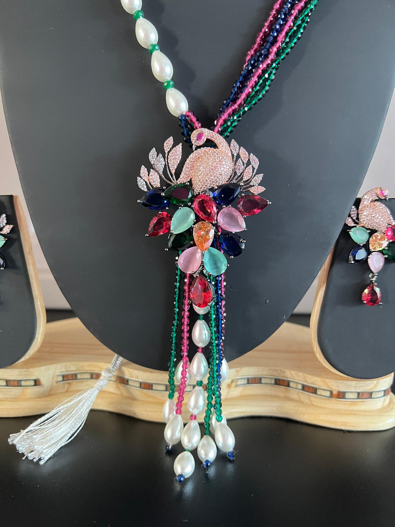 Mayura Black Beads Step Haram - necklaces