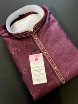 Purple Color Indian kurta for Men - Embossed Embroidery and Zari - Sherwani Style Kurta - Indian Wedding Kurta - Indian Outfit for Men - Kaash