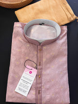 Mauve Raw Silk Light Weight Men Kurta Pajama with Self Design | Kurta Pajama for Men | Indian Outfit for Weddings | Ethnic Fashion Clothing - Kaash