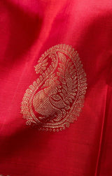 Red Pure Kanjivaram Silk Saree with Gold Zari Weave | Heirloom Kanchipuram Pure Silk Sari | SILK MARK CERTIFIED | Ships from California - Kaash