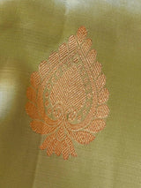 Lime Pure Kanjivaram Silk Saree with Goldish Copper Zari Weave | Heirloom Kanchipuram Pure Silk Sari | SILK MARK CERTIFIED Saree - Kaash