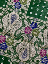 Green Color Bandhej Saree - Banarasi Semi Dupion Silk with Work Muted Gold Zari and Meenakari Work - Handwoven Sarees - Banarasi Saree - Kaash