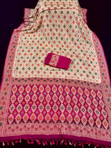 Light Gold Pure Khaddi Georgette Banarasi Silk Saree - Floral Meenakari Sarees - Banarasi Handwoven Pure Saree - SILK MARK CERTIFIED - Kaash