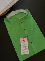 Green Color Men Cotton Kurta Pajama Set - Cotton Kurta for Men - Kurtas for Gift - XS Kurta for Men - Small Size Kurta for Men - Mens Kurta - Kaash