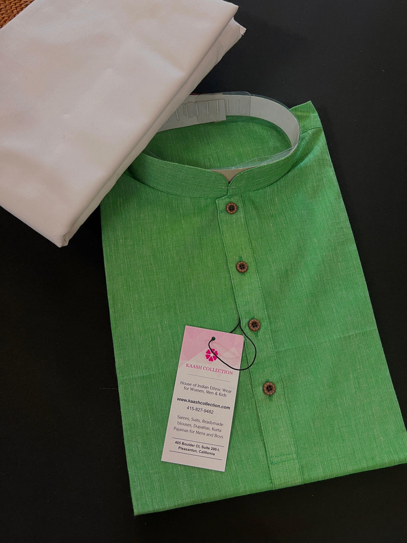 Green Color Men Cotton Kurta Pajama Set - Cotton Kurta for Men - Kurtas for Gift - XS Kurta for Men - Small Size Kurta for Men - Mens Kurta - Kaash