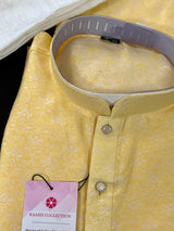 Light Yellow Color Soft Silk Kurta Pajama Set for Men - Kurta for Men - Men Kurta for Haldi - Wedding Kurta Men - Kaash