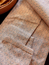 Peach Color Men Kurta Pajama Set -  Self Design embroidery Style - Mens Ethnic Wear - Designer Men Indian Wedding Wear - Peach Kurta